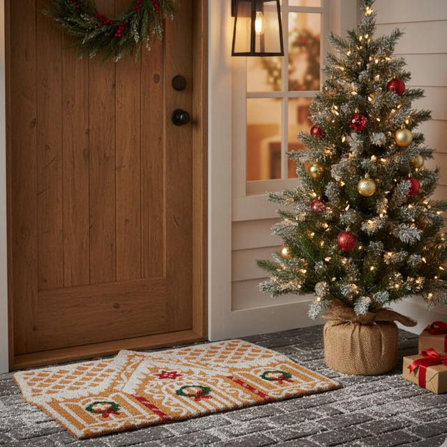 Covoare în formă de căsuță din turtă dulce, fibră de cocos, 59x39 cm, model 2