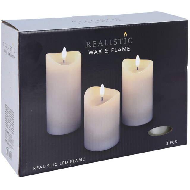 Lumânări decorative LED Ø 7 cm, 3 buc.