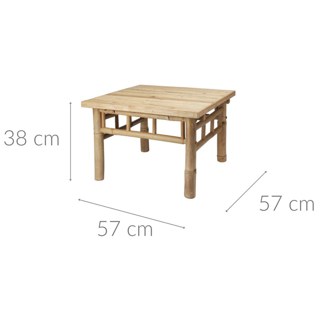 Masa de cafea joasa din bambus, 57 x 57 x 38 cm