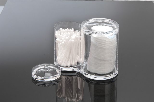 Recipient dublu de depozitare pentru articolele de baie Eleganza, Acril, 14.5x12 cm, Transparent