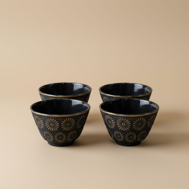 Cumpăna din fontă cu cești și suport KOGA, 1200 ml, aurie