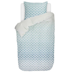 Lenjerie decorativă din satin de bumbac cu modele în culoarea turcoaz, 140 x 220 cm, Esprit,