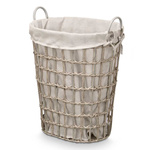 Coș de rufe cu inserție din material textil și mânere, 58 cm