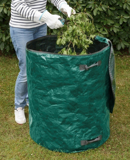 Geantă de grădină cu fermoar, geantă din poliester cu capac și 2 mânere - 275 l