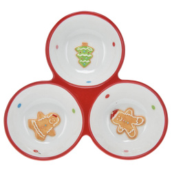 Vas de servire, trei compartimente, 19 x 19 cm, TURTĂ DULCE