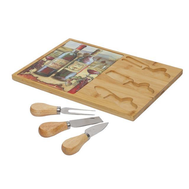 Tabla de branza cu set de cutite, 30 x 21 cm