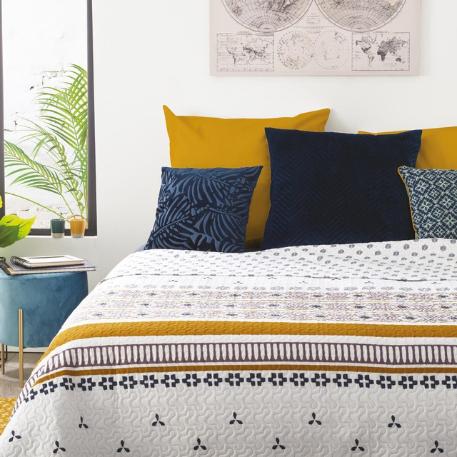 Cuvertură de pat cu două fețe cu motiv etnic, 240 x 220 cm