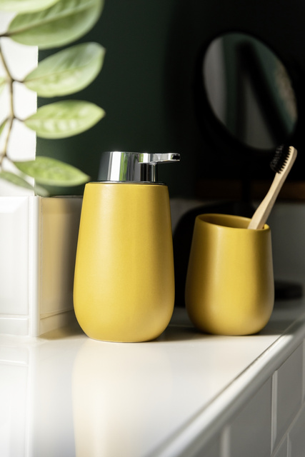 Pahar ceramic pentru periuțe de dinți BADI, gri, Wenko