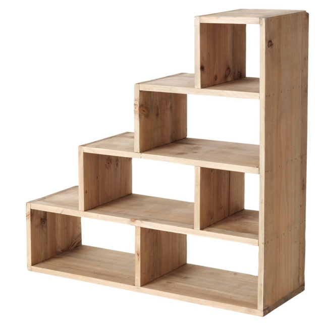 Raft din lemn pe picioare Dusk, brad chinezesc, mai multe niveluri, 55 x 55 cm