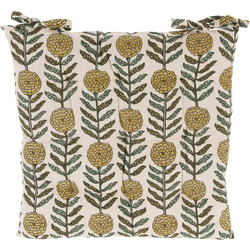 Perna pentru scaun legată, model cu flori, 100% bumbac, 40 x 40 cm