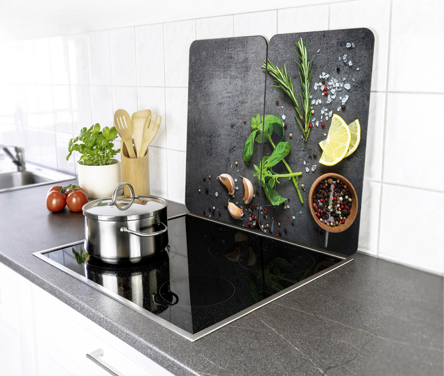 Placi de protectie din sticla HERBS pentru aragaz, 2 bucati, WENKO