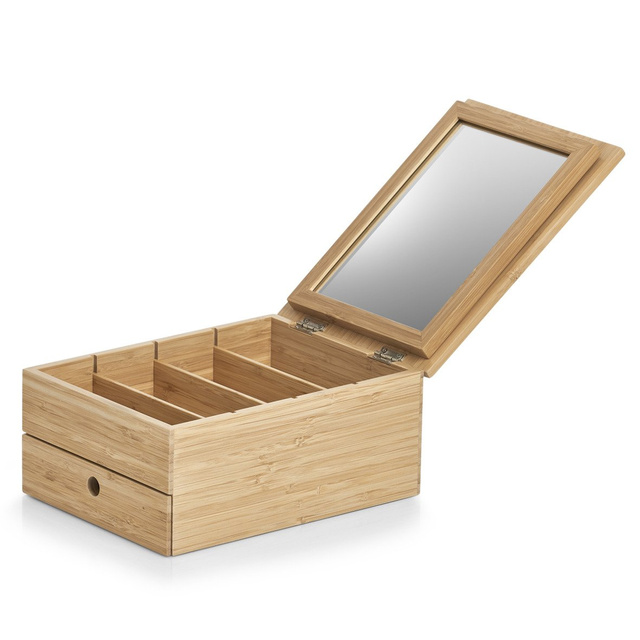 Cutie pentru bijuterii cu oglinda si sertar, bambus, ZELLER