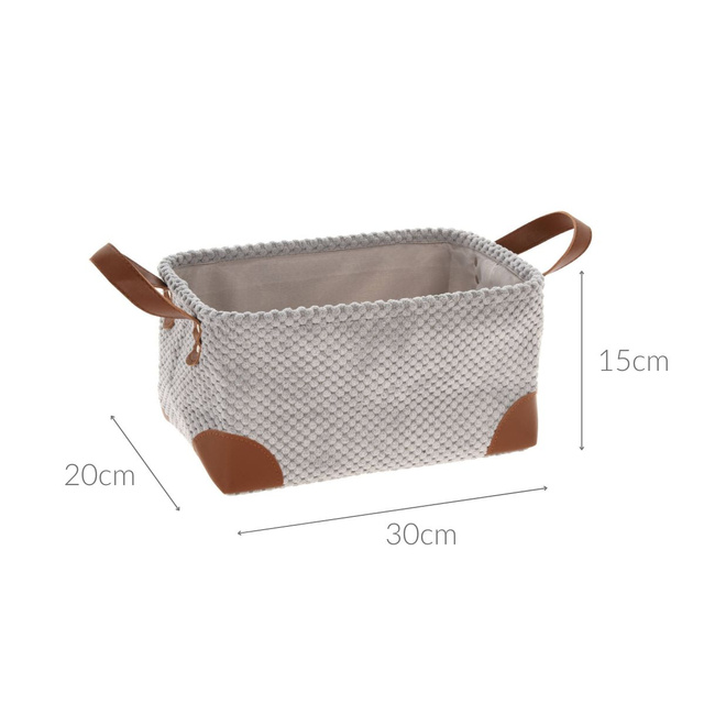 Cos pentru depozitare cu manere, catifea, 30 x 20 x 15 cm