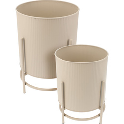 Capace metalice pentru ghivece OMEE, 2 bucăți, Ø 17 + Ø 20 cm, nisipiu